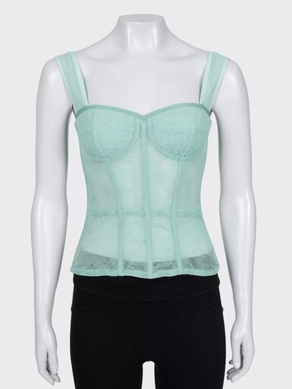 Dolce & Gabbana Green Mesh Corset Top - IT 42 / M